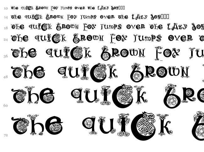 KR Keltic One font waterfall